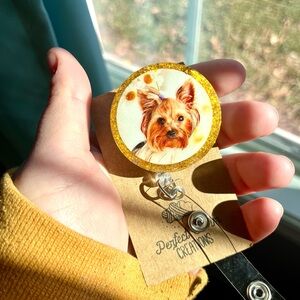 Yorkie Dog Handmade Resin Badge Reel